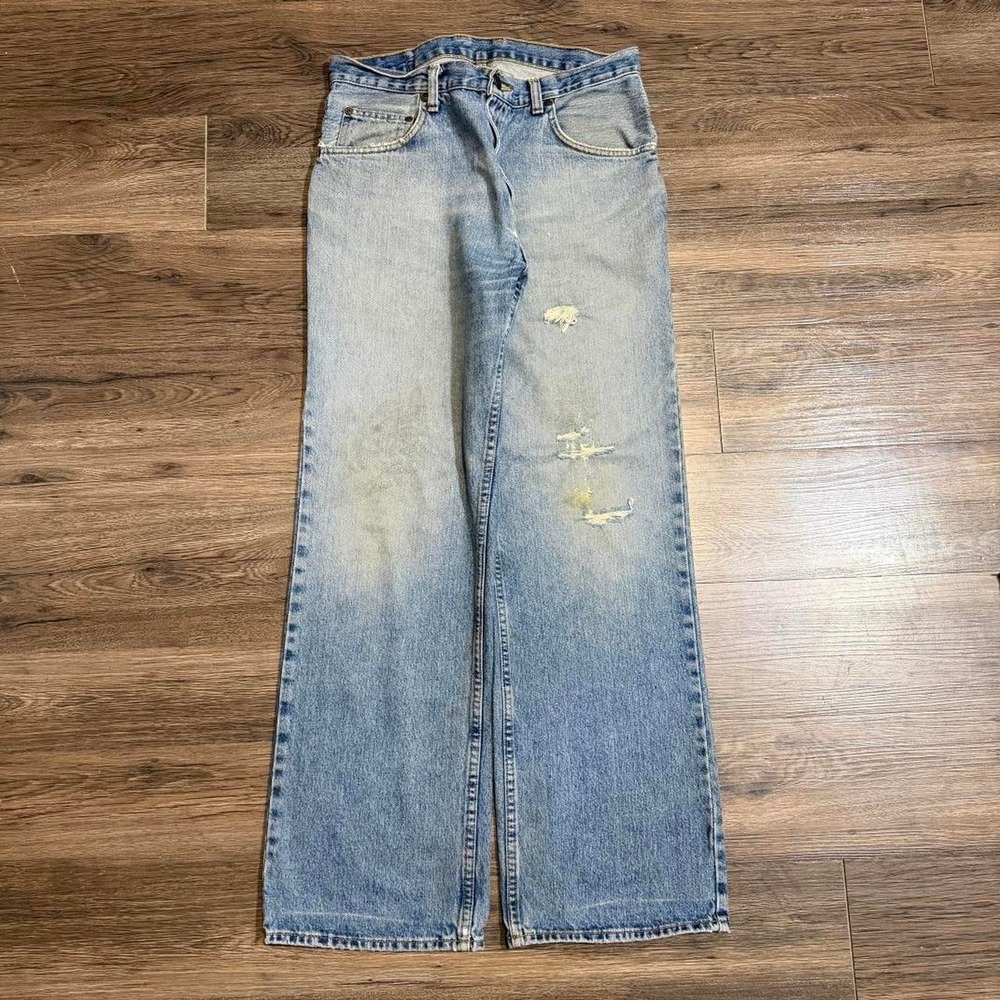Vintage Y2K baggy bootcut fit Arizona blue distressed faded jeans Size 32x32